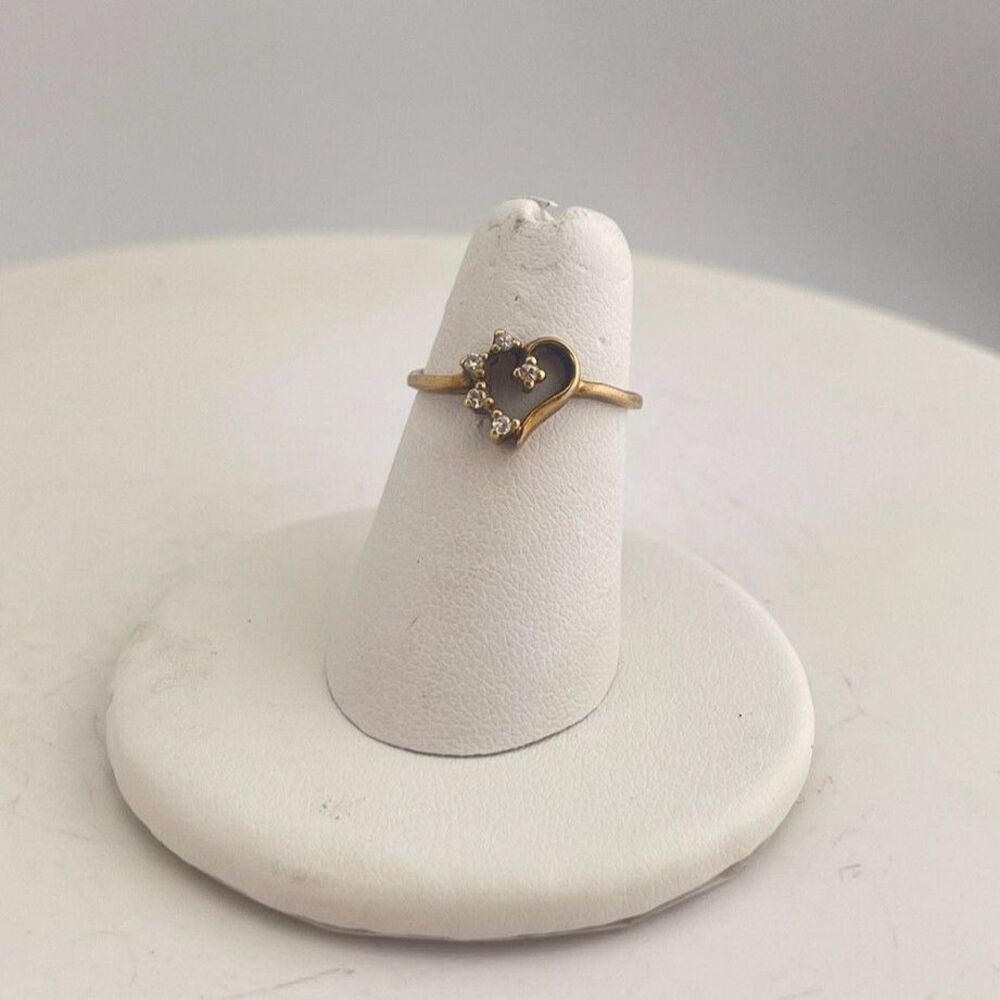 Vintage 10k gold open heart and diamond ring, size 4.25.